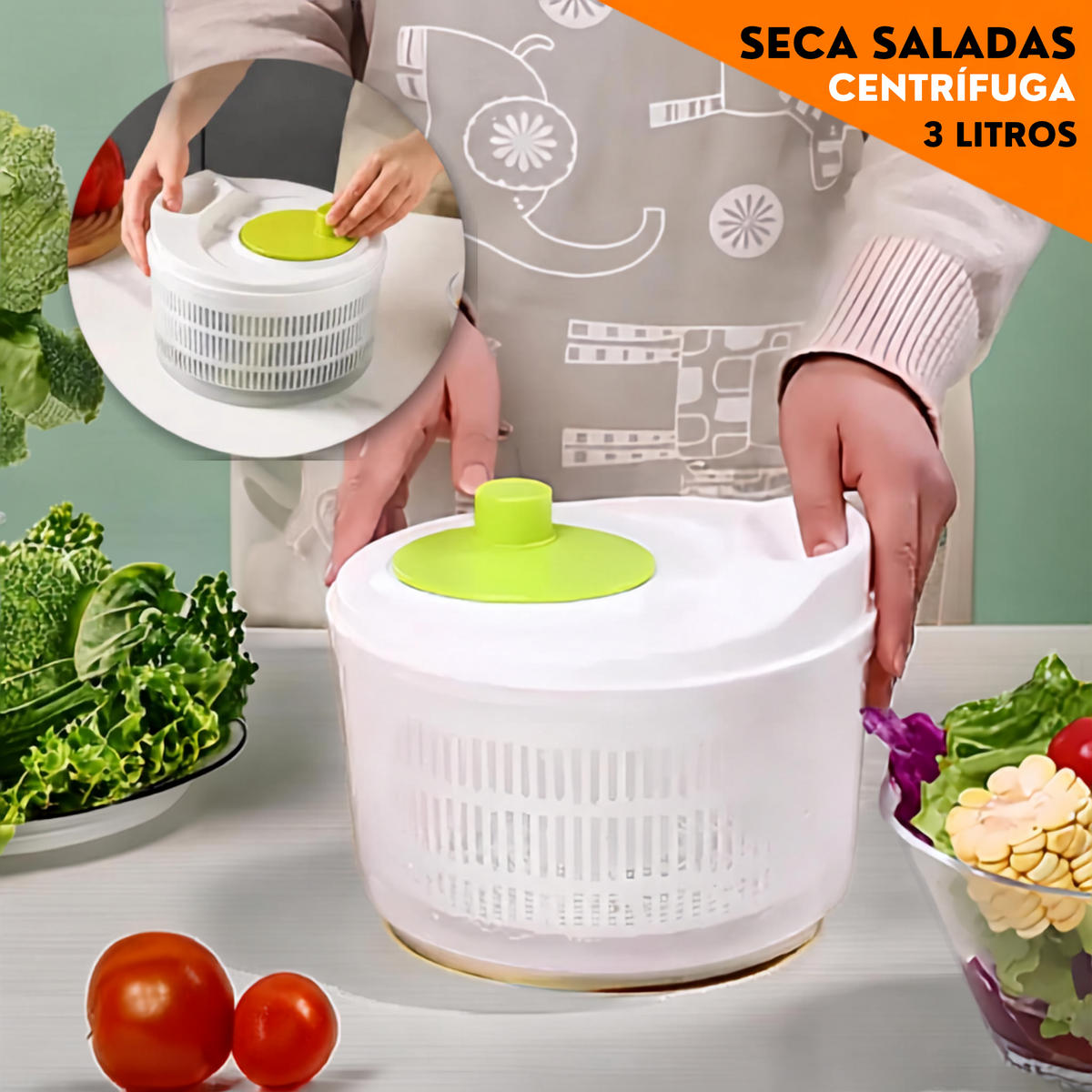 Centrífuga Manual para Saladas 3 Litros