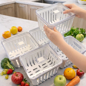 Organizador de Geladeira FreshBox 3,8L com Cesto e Tampa
