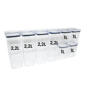 8 Potes Herméticos em Acrílico Cristal para Cozinha e Design Empilhável Organizador para Mantimentos