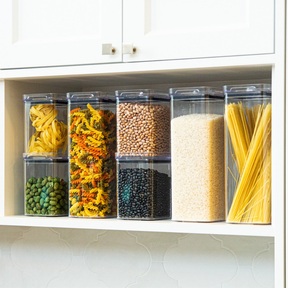 8 Potes Herméticos em Acrílico Cristal para Cozinha e Design Empilhável Organizador para Mantimentos