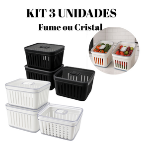Organizador de Geladeira 3,8 Litros Cesto Com Tampa Multiuso Alimento Verdura e Vegetal
