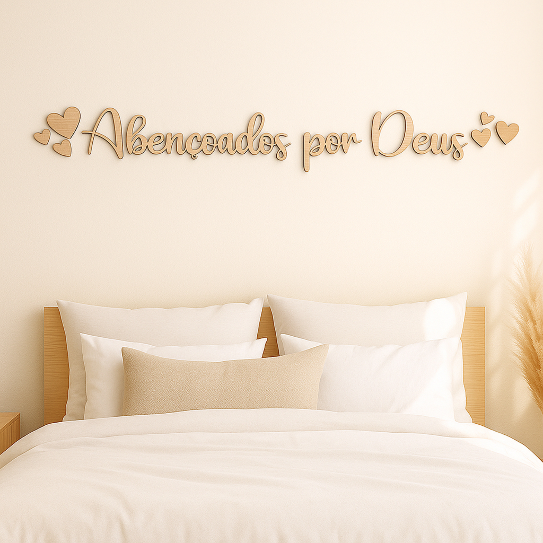Frase Bíblica Decorativa Abençoados por Deus para Sala e Quarto