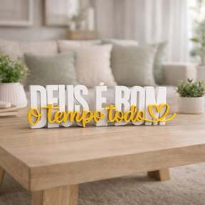 Letreiro Decorativo Deus é Bom o Tempo Todo em PLA Premium 22 cm