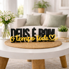 Letreiro Decorativo Deus é Bom o Tempo Todo em PLA Premium 22 cm