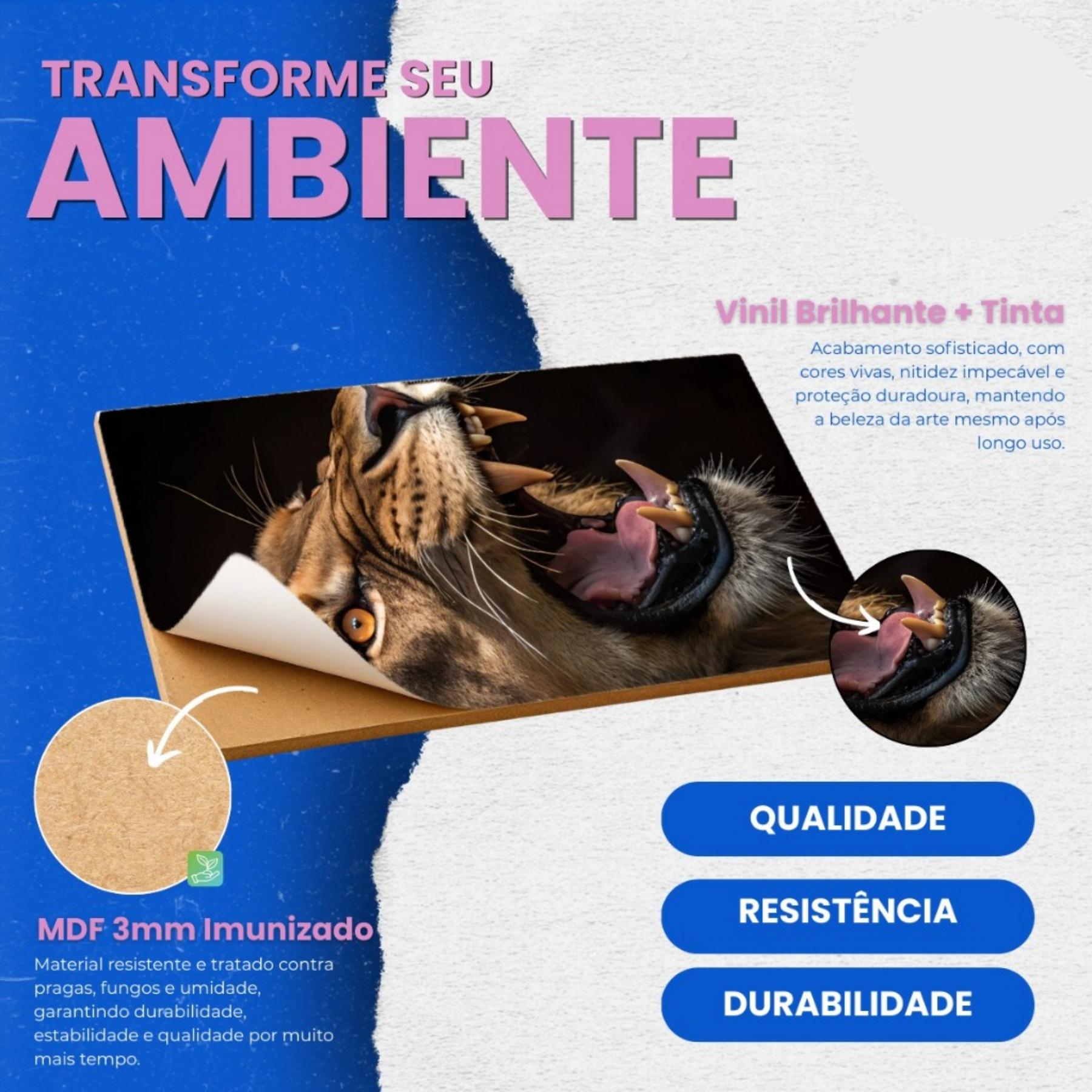 Quadro Decorativo Arte Religioso Leão De Judá Fé Bíblico Sempre Foi Deus 122x60