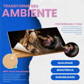 Quadro Decorativo Arte Religioso Leão De Judá Fé Bíblico Sempre Foi Deus 122x60
