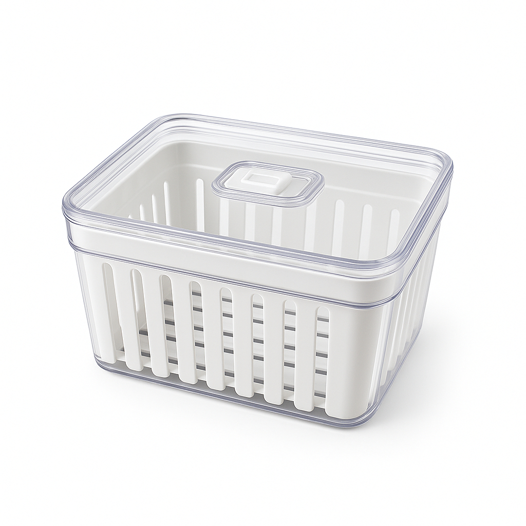 Organizador de Geladeira FreshBox 3,8L com Cesto e Tampa