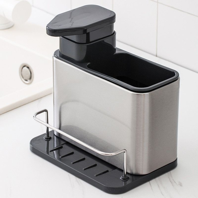 Porta Detergente Rack Armazenamento De Cozinha Organizador Dispensador De Sabão Aço Inox Para Pia