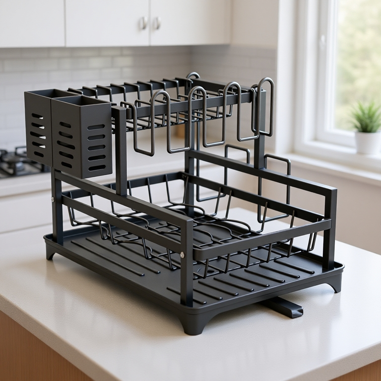 Escorredor de Louças Rack Aço Carbono Organizador Preto
